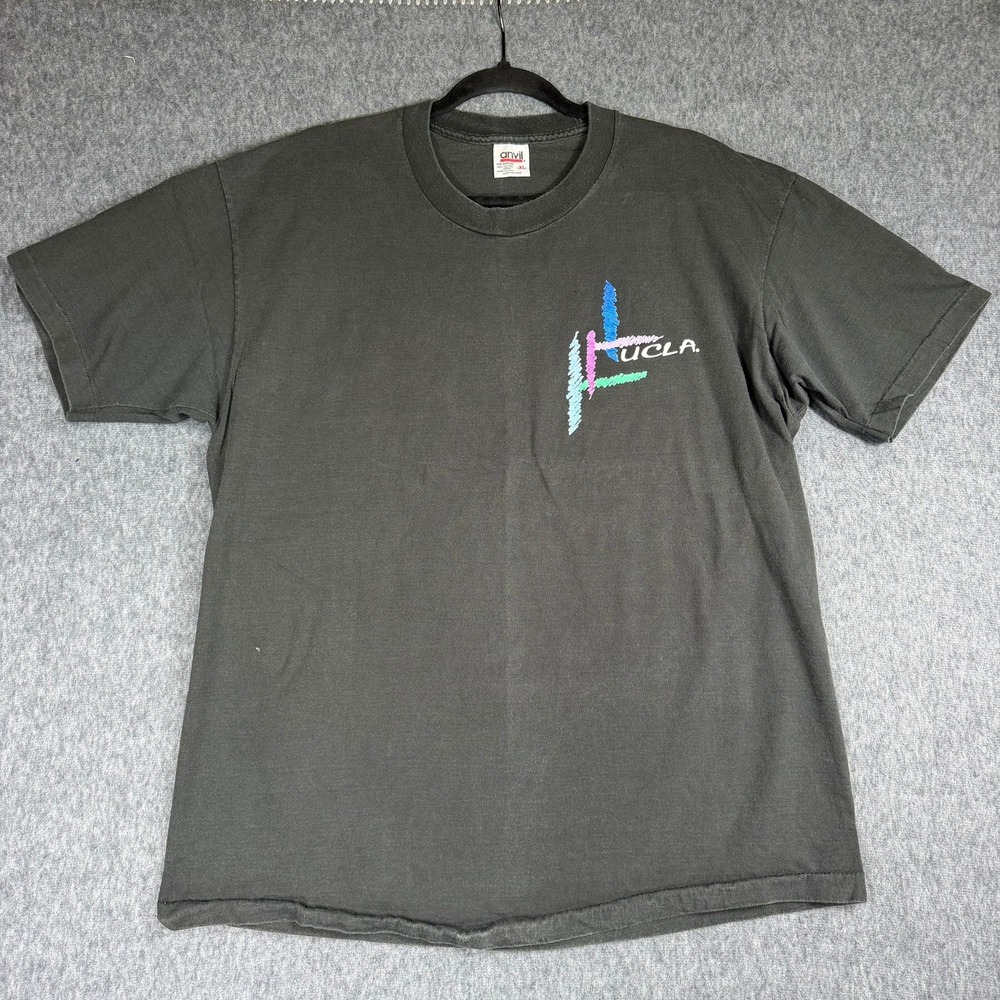 Anvil T-Shirt Mens XL Black UCLA Graphic Vintage 90s Made in USA‎ Single Stitch